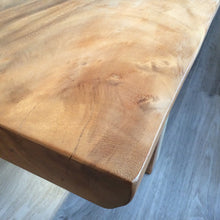 Load image into Gallery viewer, Close-up of 200cm Suar Wood Bench with natural grain and contrasting colours