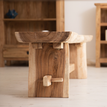 Load image into Gallery viewer, 150cm Suar Wood Natural Shape Bench with contrasting heartwood and sapwood