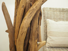 Load image into Gallery viewer, Sustainable teak root floor lamp with organic wood design