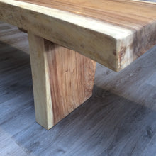 Load image into Gallery viewer, Close-up of Natural Suar Wood Bench with unique heartwood and sapwood colours