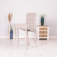 Elegant whitewash natural wicker bar stool 
