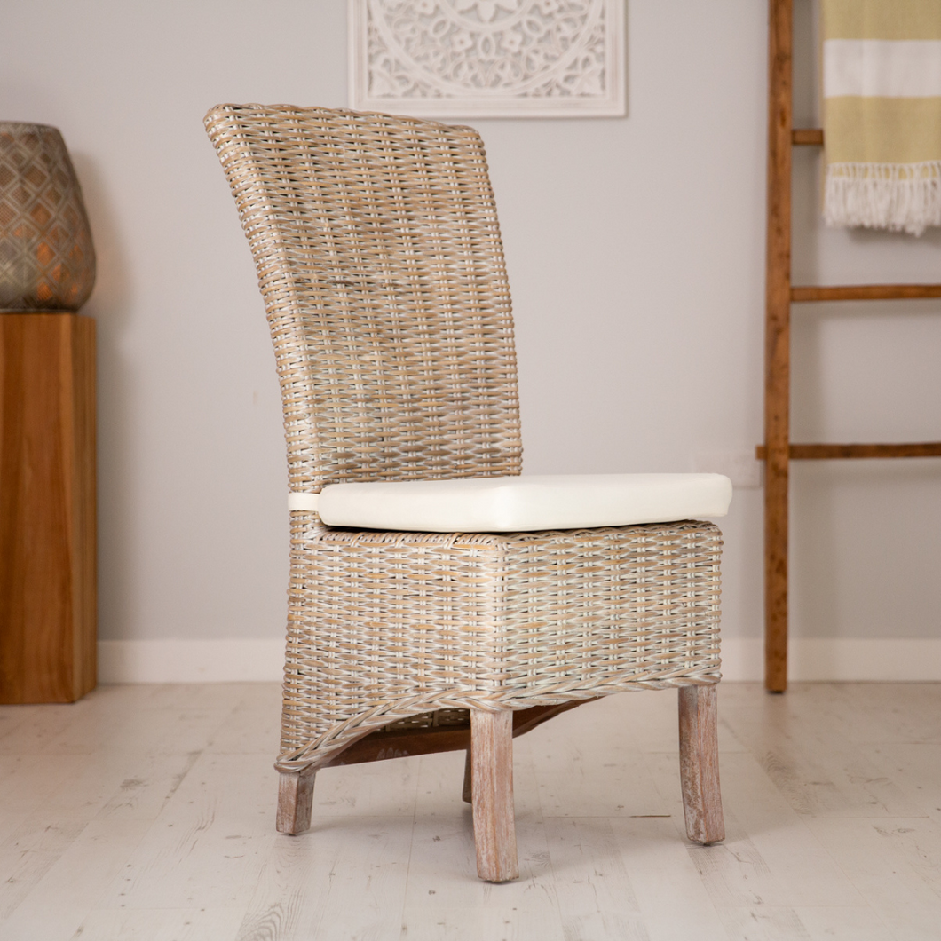 Whitewash Wicker Dining Chair Rustic House Cornwall